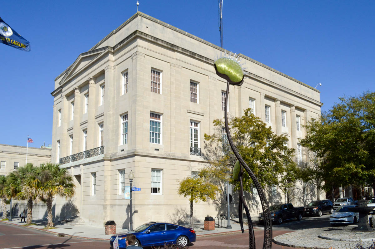 Federal Courthouse with an interesting bit of art